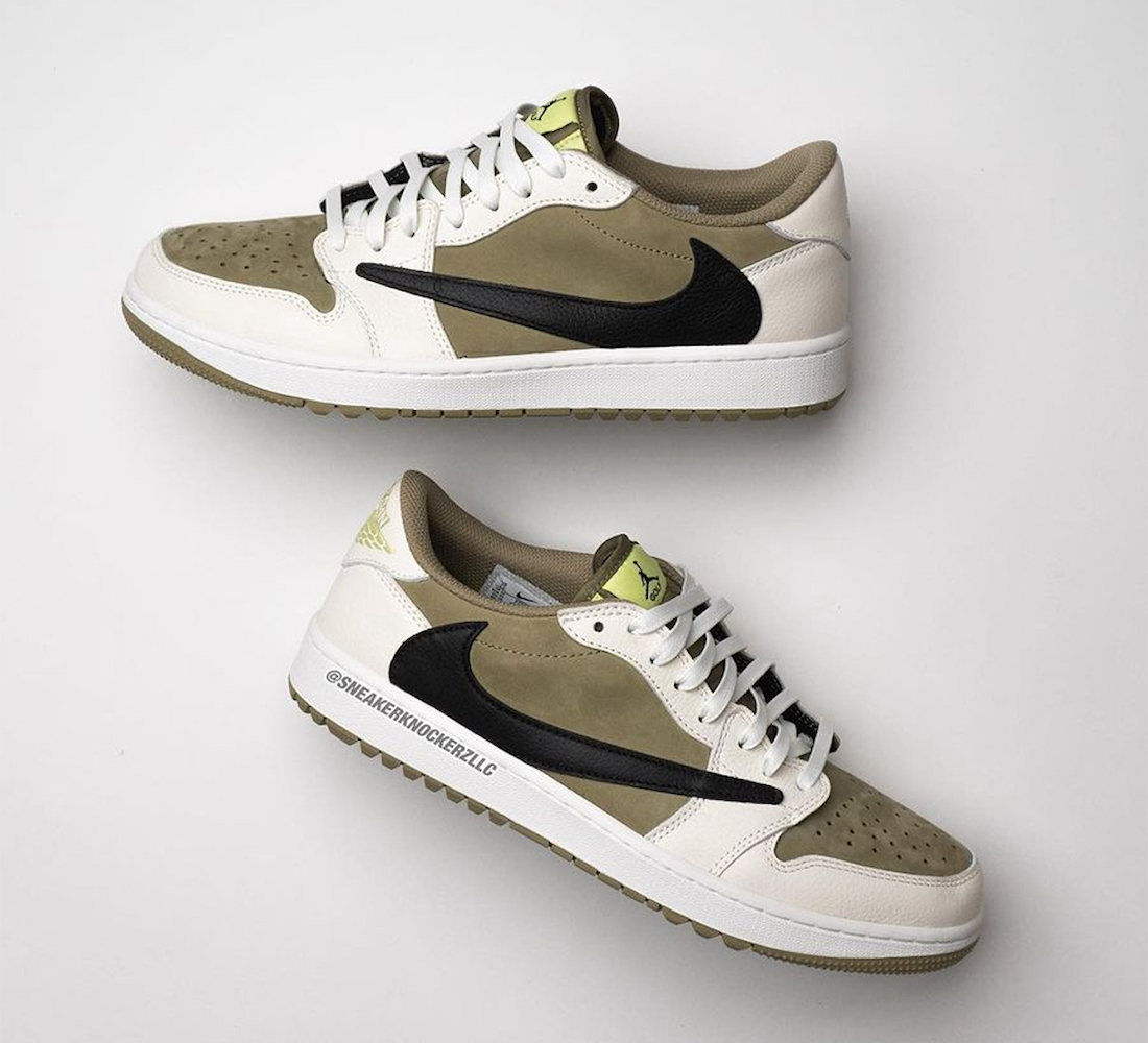 运动鞋, Travis Scott, Air Jordan 1 Low Golf, Air Jordan 1 Low, Air Jordan 1 - 特拉维斯·斯科特 x 乔丹一代低帮高尔夫鞋“橄榄色”将于10月13日发布（美国东部时间下午2点 SNKRS抽签）