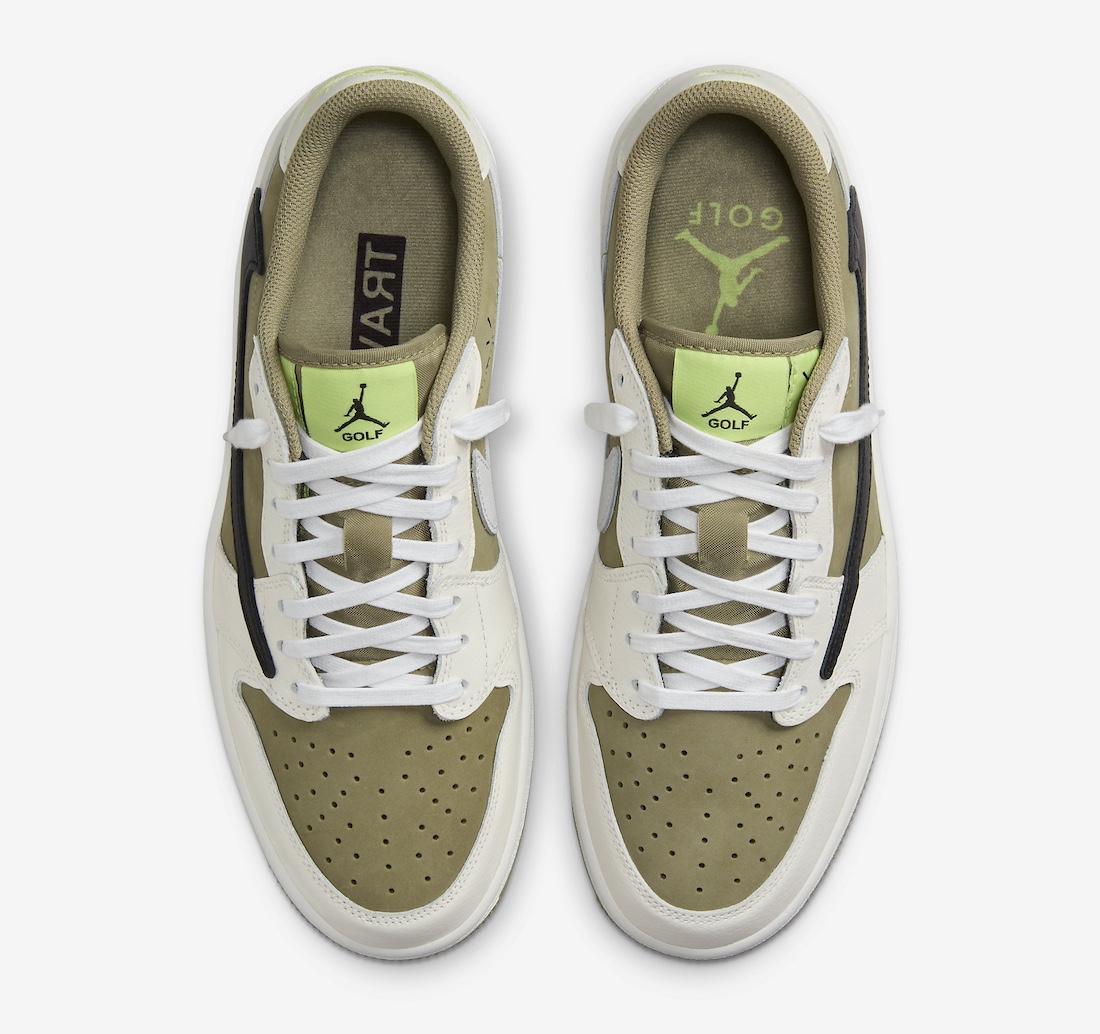 运动鞋, Travis Scott, Air Jordan 1 Low Golf, Air Jordan 1 Low, Air Jordan 1 - 特拉维斯·斯科特 x 乔丹一代低帮高尔夫鞋“橄榄色”将于10月13日发布（美国东部时间下午2点 SNKRS抽签）