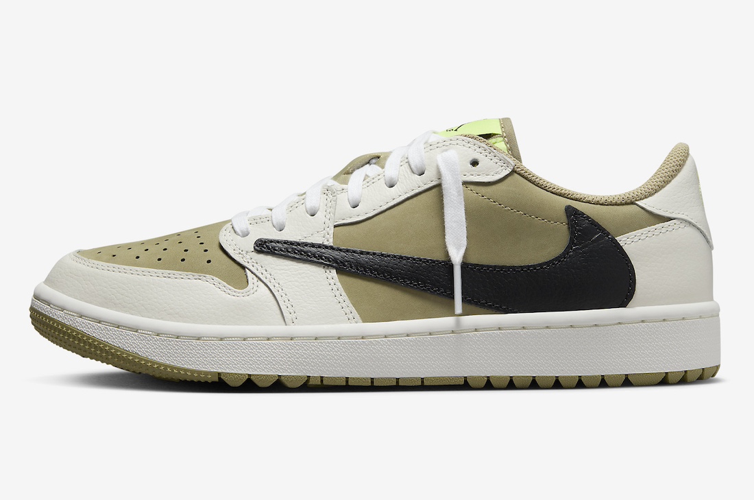 运动鞋, Travis Scott, Air Jordan 1 Low Golf, Air Jordan 1 Low, Air Jordan 1 - 特拉维斯·斯科特 x 乔丹一代低帮高尔夫鞋“橄榄色”将于10月13日发布（美国东部时间下午2点 SNKRS抽签）