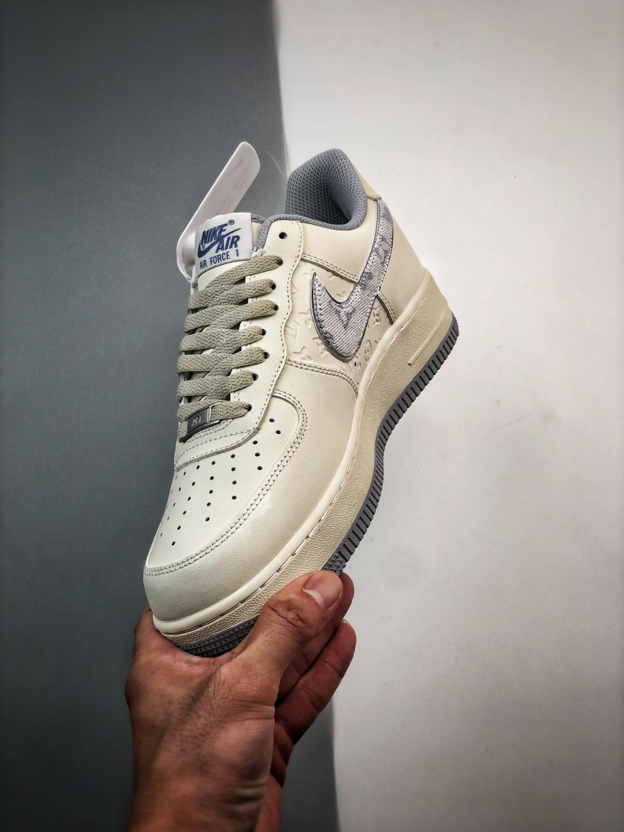 运动鞋, 篮球鞋, 球鞋, NIke Air Force 1 '07, Nike Air Force 1, Air Force 1 - Nike Air Force 1 '07 Low LV 灰蓝白印花 高帮篮球鞋 货号：LV0506-022