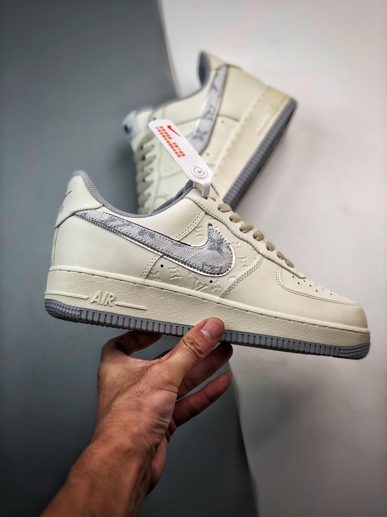 运动鞋, 篮球鞋, 球鞋, NIke Air Force 1 '07, Nike Air Force 1, Air Force 1 - Nike Air Force 1 '07 Low LV 灰蓝白印花 高帮篮球鞋 货号：LV0506-022