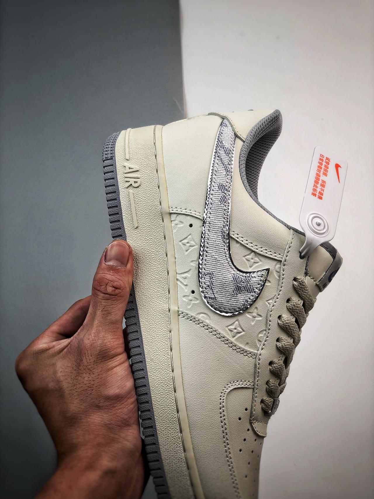 运动鞋, 篮球鞋, 球鞋, NIke Air Force 1 '07, Nike Air Force 1, Air Force 1 - Nike Air Force 1 '07 Low LV 灰蓝白印花 高帮篮球鞋 货号：LV0506-022