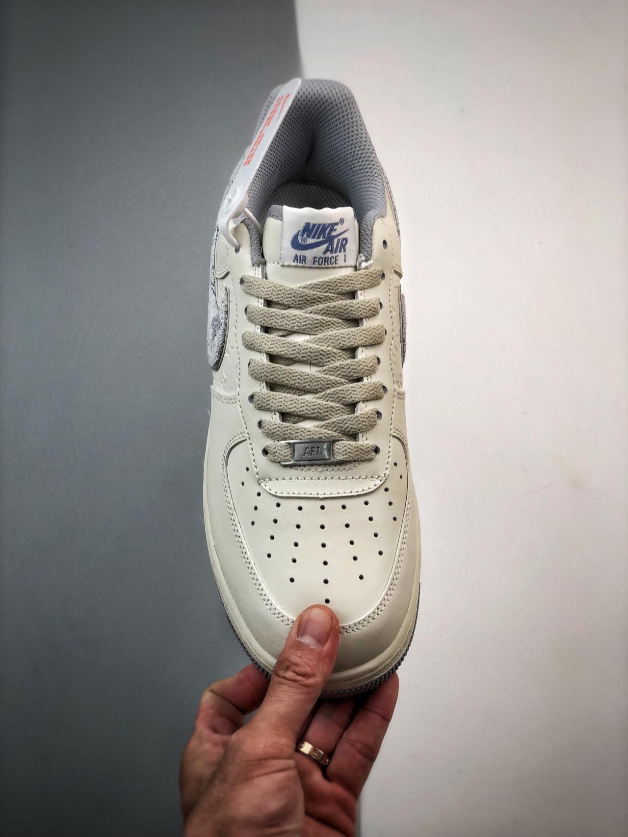 运动鞋, 篮球鞋, 球鞋, NIke Air Force 1 '07, Nike Air Force 1, Air Force 1 - Nike Air Force 1 '07 Low LV 灰蓝白印花 高帮篮球鞋 货号：LV0506-022