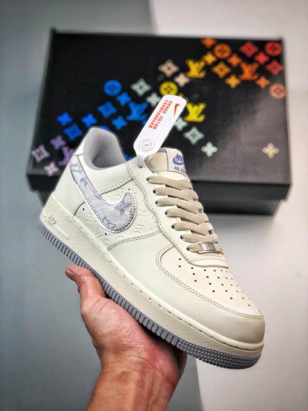 运动鞋, 篮球鞋, 球鞋, NIke Air Force 1 '07, Nike Air Force 1, Air Force 1 - Nike Air Force 1 '07 Low LV 灰蓝白印花 高帮篮球鞋 货号：LV0506-022