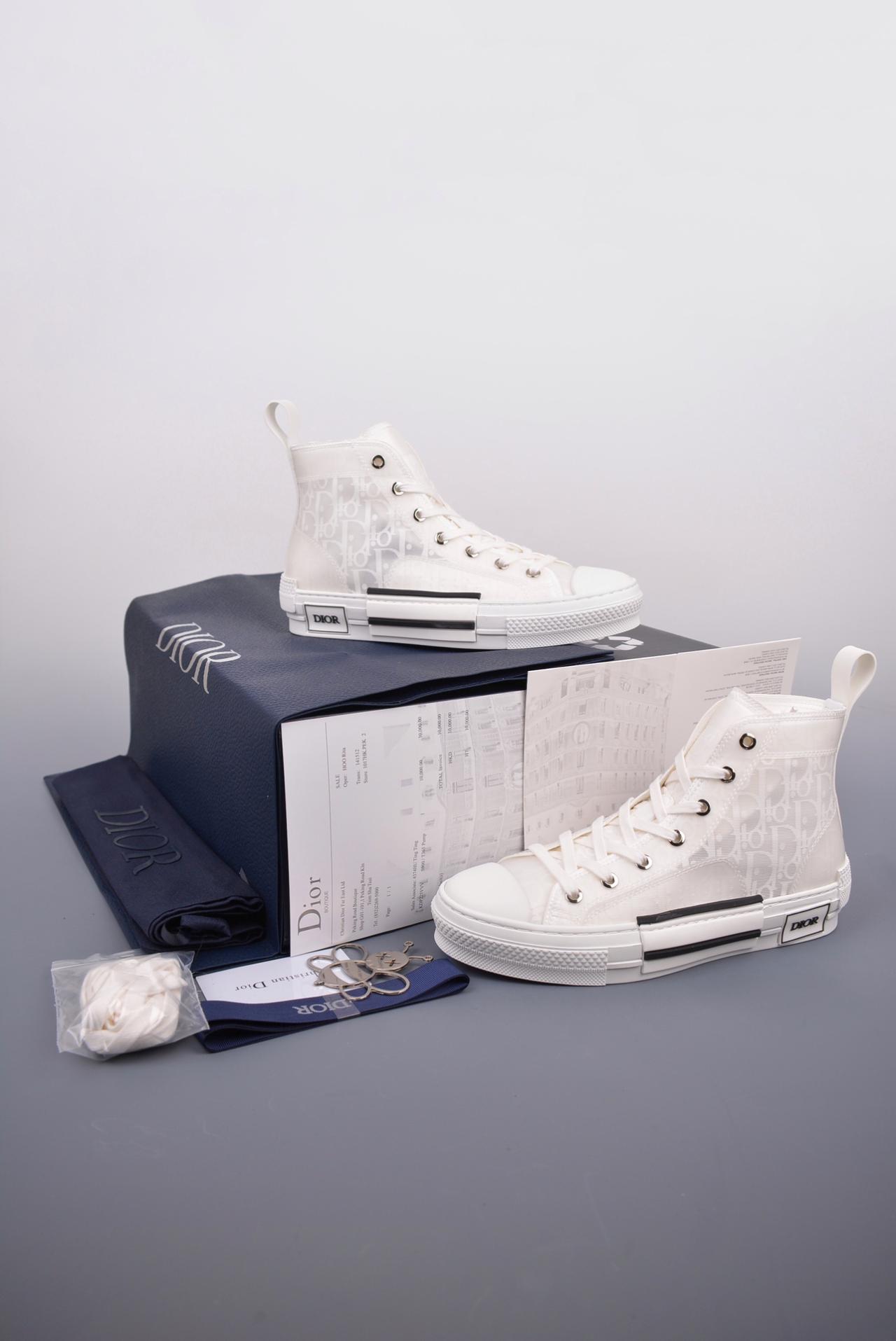运动鞋, Sneakers - Dior B23 Oblique Top Sneakers 迪奥“CD重影”全套原装配件 历史最高复刻 羊皮贴底拉帮 原装耐弯折耐高温EVC饰片材质 尺码：39 40 41 42 43 44 45 46