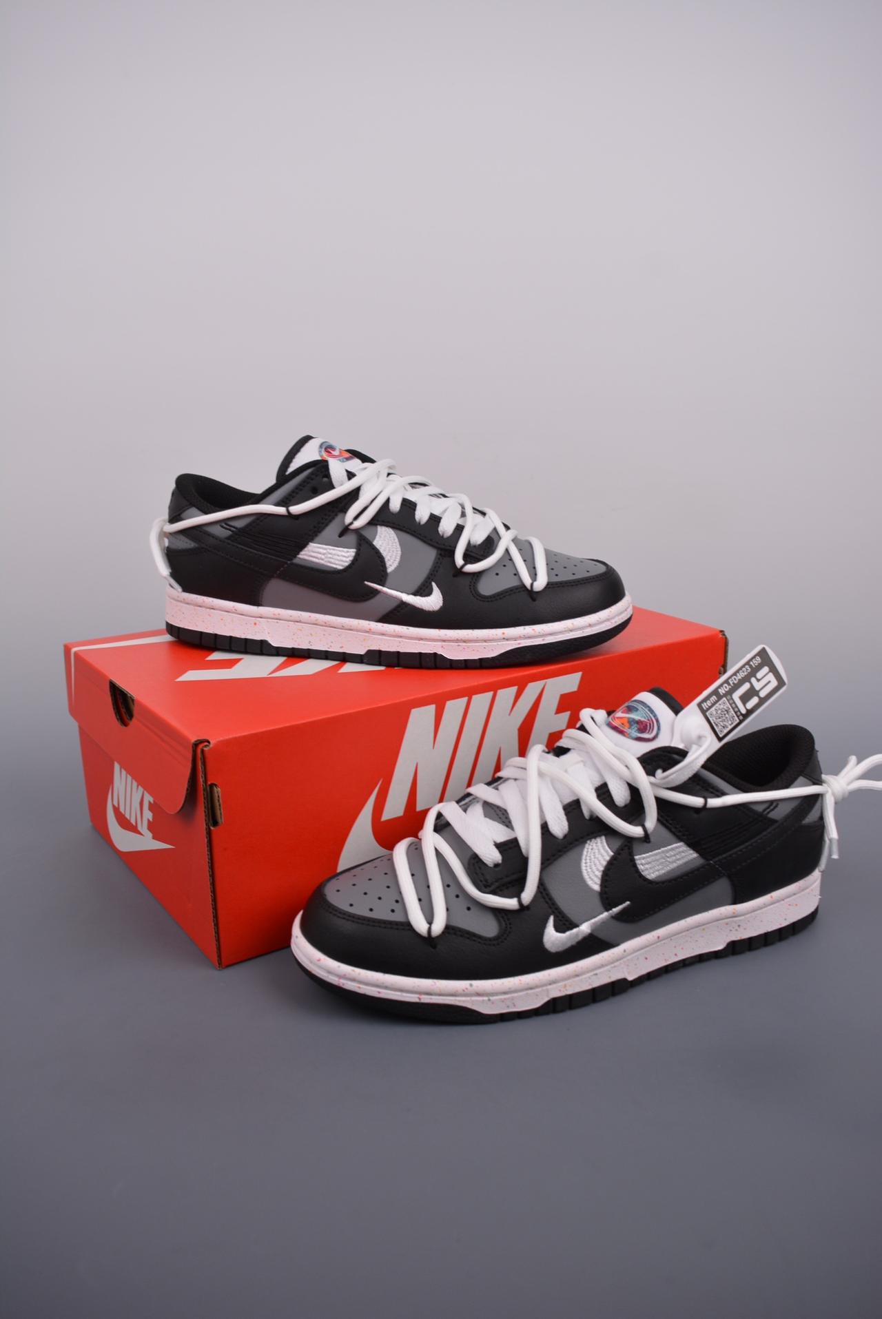 解构, SB Dunk Low, Nike SB Dunk Low, Nike, Dunk Low, Dunk - Nike SB Dunk Low 泼墨黑灰 反转三勾 鞋帮高度 低帮 颜色 黑灰 货号 FD4623