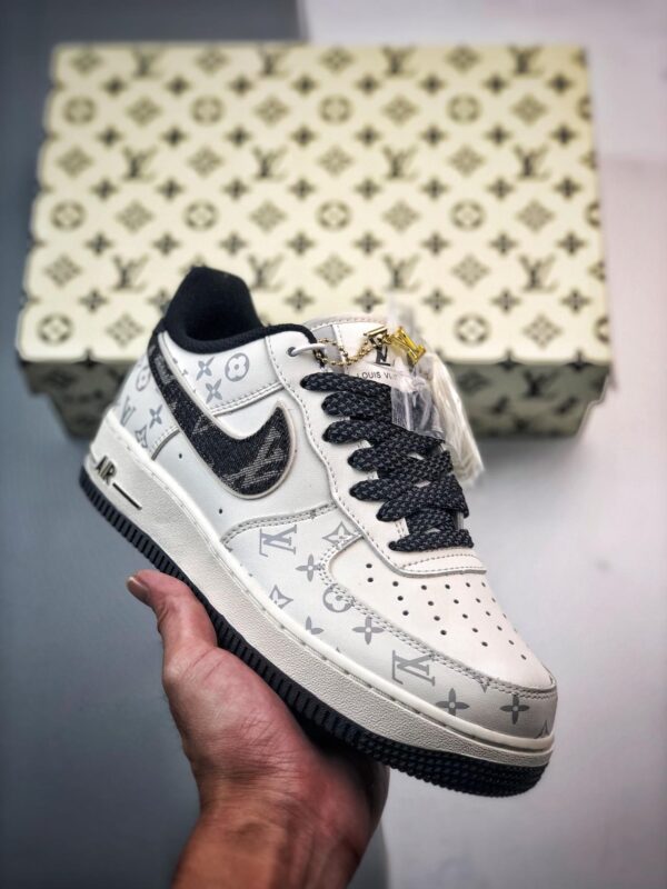 运动鞋, Nike Air Force 1 '07 Low, NIke Air Force 1 '07, Nike Air Force 1, Nike, Air Force 1 - Nike Air Force 1 '07 Low LV 牛仔白黑 鞋款 贴牌运动鞋 高帮 白色/黑色 货号：LU0251-132