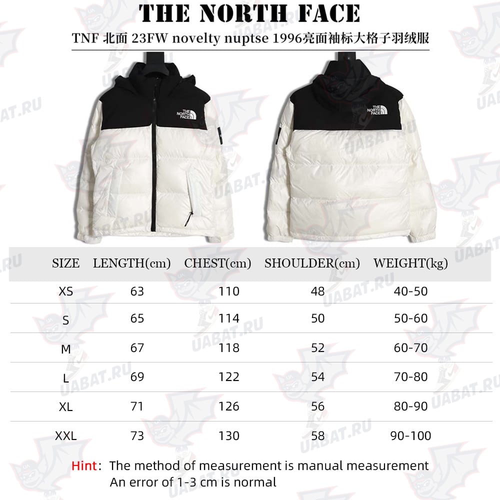 The North Face TNF 23FW 新款 nuptse 1996 光面臂章大格子羽绒服_CM_2