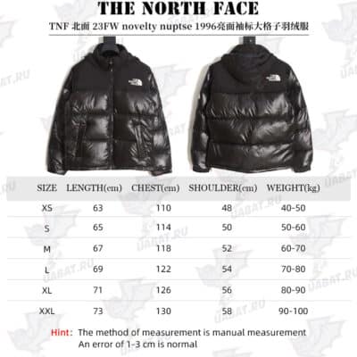 The North Face TNF 23FW 新款 nuptse 1996 光面臂章大格子羽绒服_CM_4