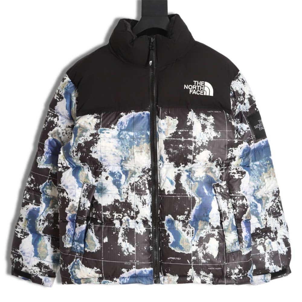 The North Face TNF North Face Nuptse 1996 大格子地球印花羽绒服_CM_1