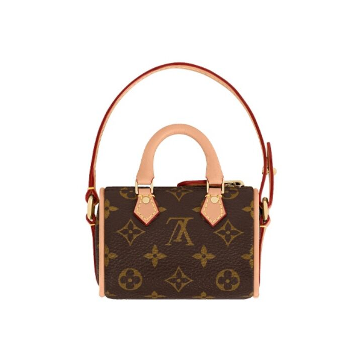 LOUIS VUITTON Speedy 经典老花 涂层帆布拼牛皮 单肩手提包 超迷你 女款 棕色