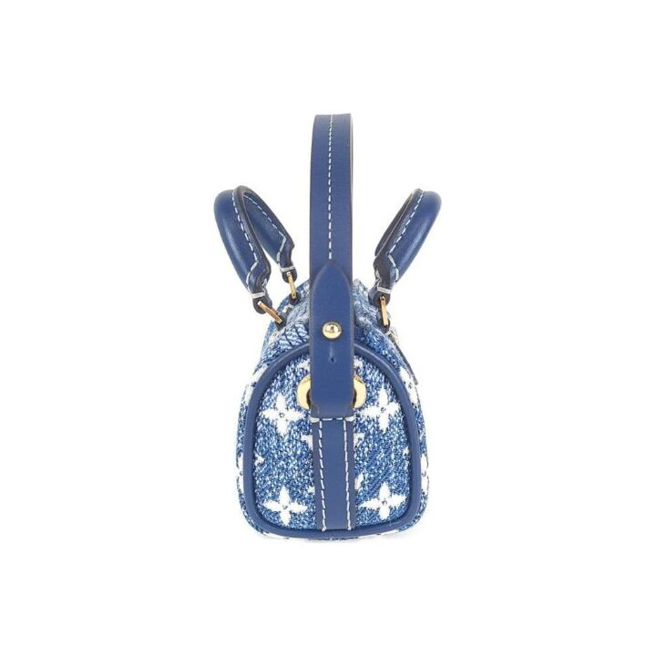 LOUIS VUITTON Speedy Micro 不可拆卸不可调节经典老花 牛仔布 钥匙包零钱包 超迷你 女款 蓝色