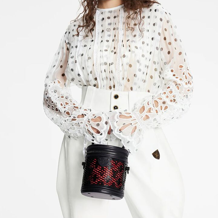 LOUIS VUITTON Cannes 经典老花可调节可拆卸肩带 漆面牛皮革 单肩手提包 女款 黑色