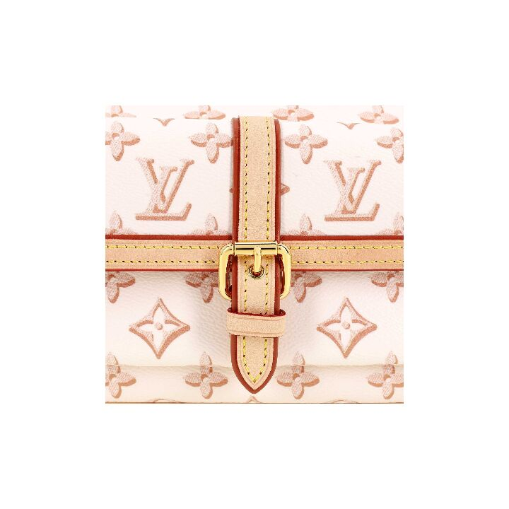 LOUIS VUITTON Maxi Multi Pochette 金色搭扣链条徽标 涂层帆布拼天然牛皮饰边 腋下包手提单肩斜挎包 女款 米黄色