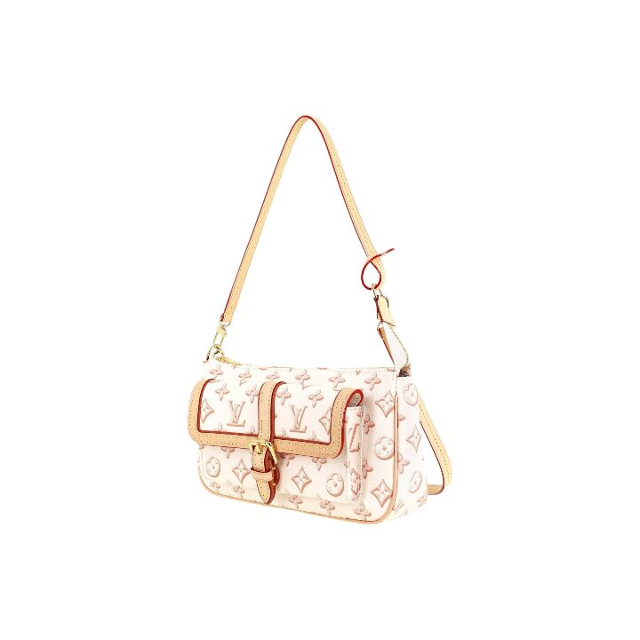 LOUIS VUITTON Maxi Multi Pochette 金色搭扣链条徽标 涂层帆布拼天然牛皮饰边 腋下包手提单肩斜挎包 女款 米黄色