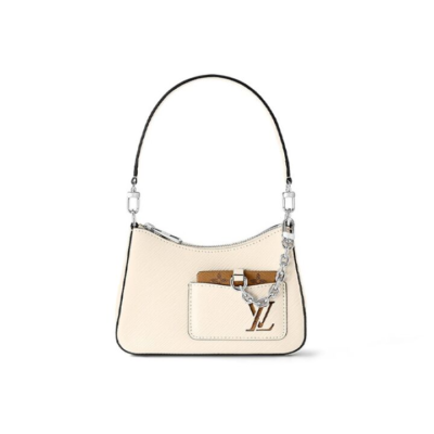 LOUIS VUITTON Marellini系列 可拆卸可调节肩带 Epi粒面牛皮革 单肩斜挎手提包 女款 白色