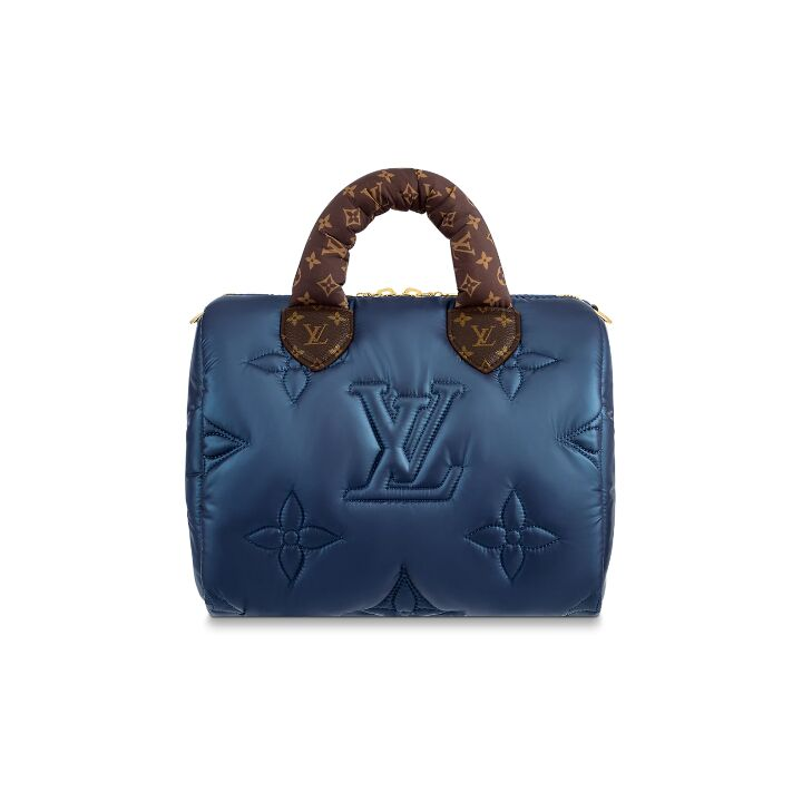 LOUIS VUITTON SpeedyBandoulière 25 拉链开合可拆卸肩带 涂层帆布饰边 单肩斜挎手提包 女款 海军蓝色