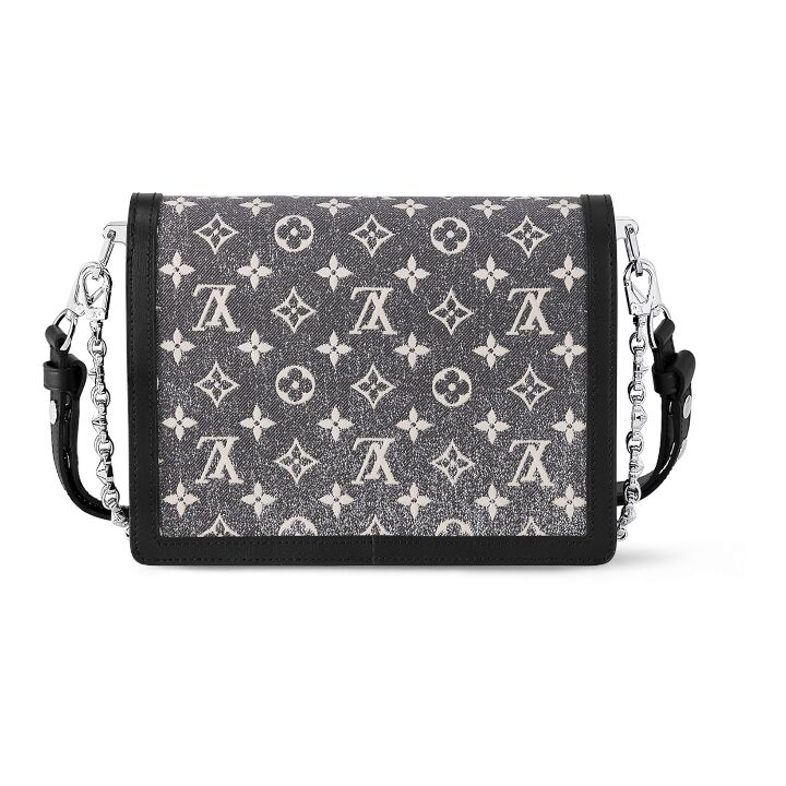 OUIS VUITTON Dauphine MM经典老花 织物拼牛皮革饰边 手提单肩包 中号 女款 灰色