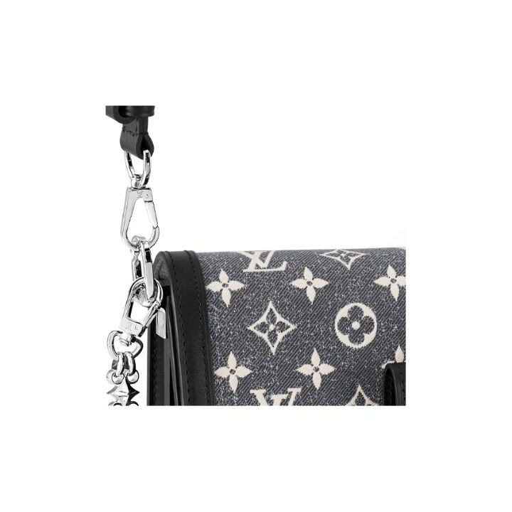 OUIS VUITTON Dauphine MM经典老花 织物拼牛皮革饰边 手提单肩包 中号 女款 灰色