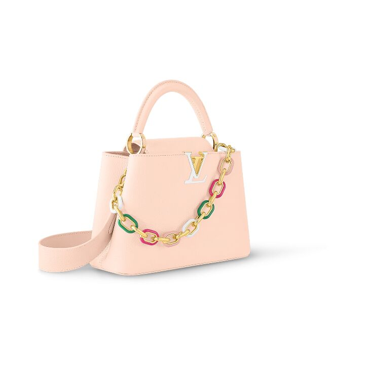 LOUIS VUITTON Capucines BB可拆卸不可调节肩带 Taurillon牛皮 单肩斜挎手提包 小号 女款 淡粉色