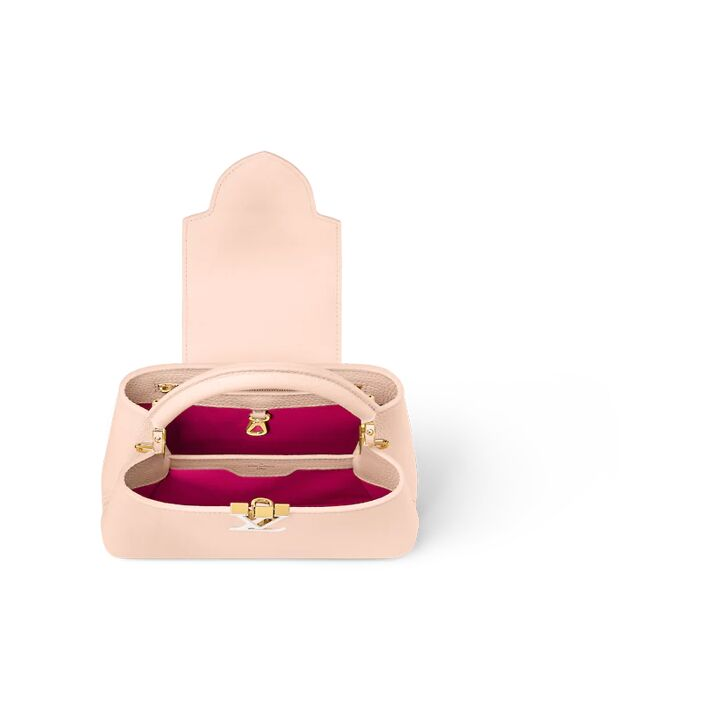 LOUIS VUITTON Capucines BB可拆卸不可调节肩带 Taurillon牛皮 单肩斜挎手提包 小号 女款 淡粉色