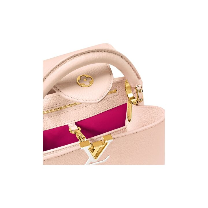 LOUIS VUITTON Capucines BB可拆卸不可调节肩带 Taurillon牛皮 单肩斜挎手提包 小号 女款 淡粉色