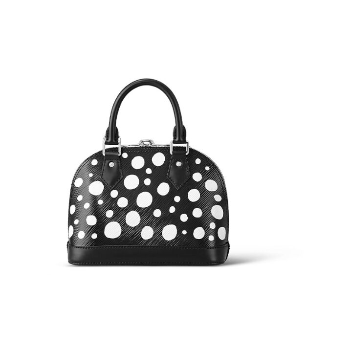 LOUIS VUITTON x Yayoi Kusama草间弥生 联名款 Alma BB 波点设计拉链开合 牛皮革 单肩斜挎手提包 小号 女款 白色/黑色