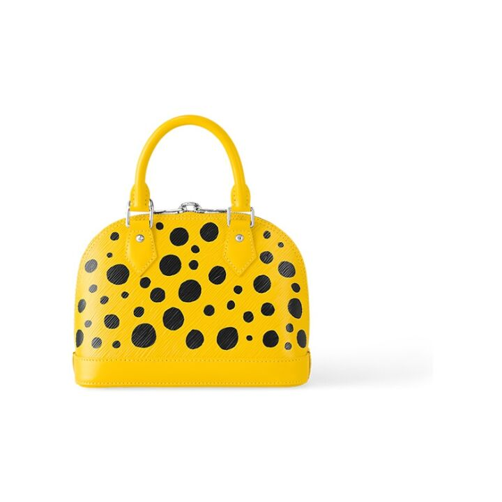 LOUIS VUITTON x Yayoi Kusama草间弥生 联名款 Alma BB 可拆卸不可调节肩带 粒面牛皮 单肩斜挎手提包 小号 女款 黑色/黄色