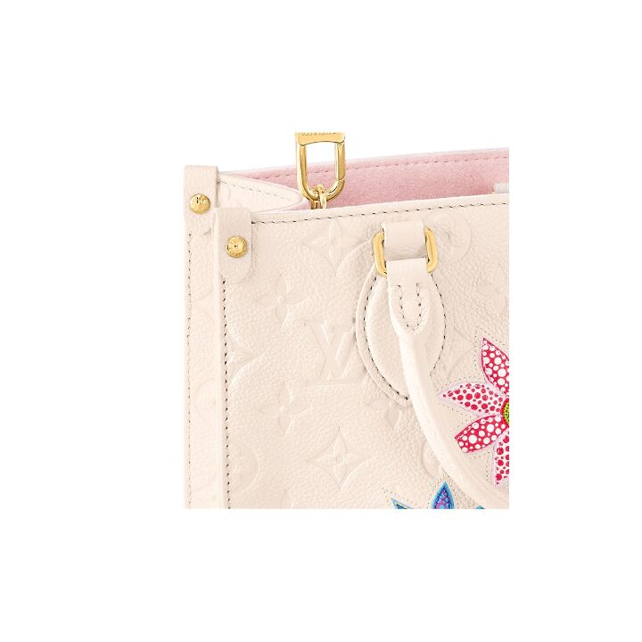 LOUIS VUITTON x Yayoi Kusama草间弥生 联名款 ONTHEGO PM Cabas 老花压纹 牛皮 单肩手提包 小号 女款 米色