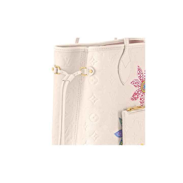 LOUIS VUITTON x Yayoi Kusama草间弥生 联名款 Sac Neverfull MM老花压纹牛皮托特包Tote包购物袋单肩手提包 中号 女款 米色