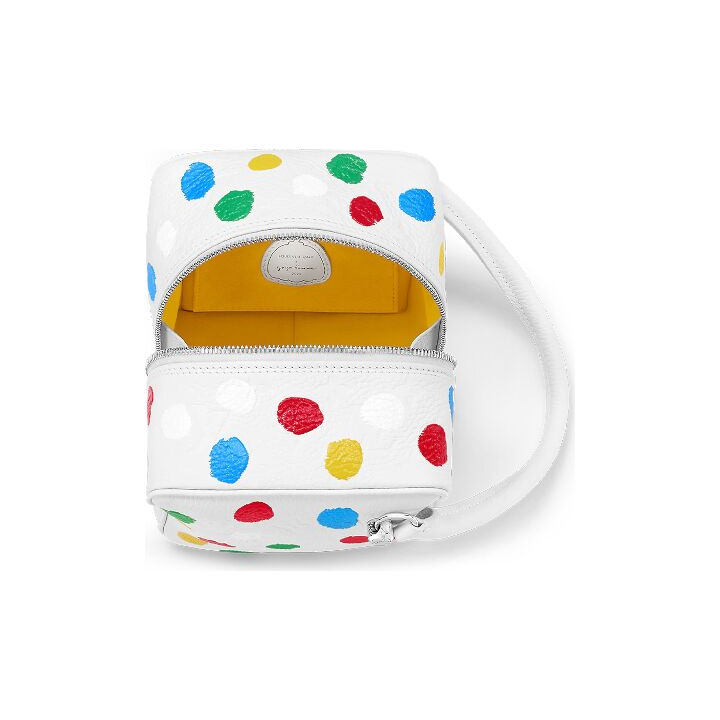 LOUIS VUITTON x Yayoi Kusama草间弥生 联名款 Square 波点印花拉链开合链条肩带 皮革 单肩斜挎手提包 女款 白色
