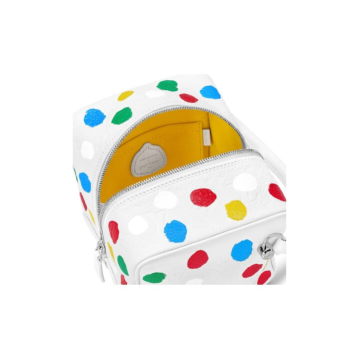 LOUIS VUITTON x Yayoi Kusama草间弥生 联名款 Square 波点印花拉链开合链条肩带 皮革 单肩斜挎手提包 女款 白色