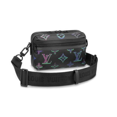 LOUIS VUITTON Comet Messenger PM可拆卸可调节肩带多色渐变老花 牛皮皮革 单肩斜挎包 小号 男款 黑色