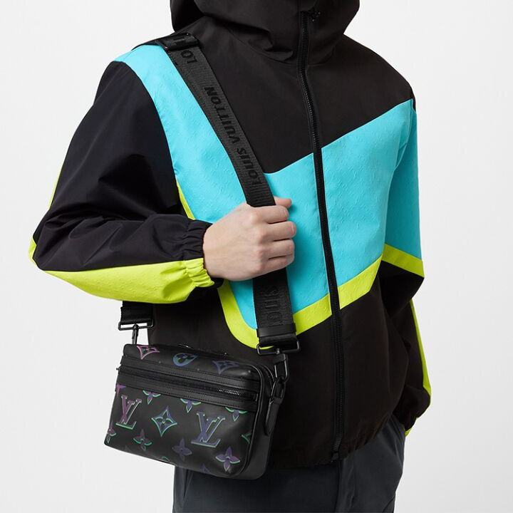 LOUIS VUITTON Comet Messenger PM可拆卸可调节肩带多色渐变老花 牛皮皮革 单肩斜挎包 小号 男款 黑色