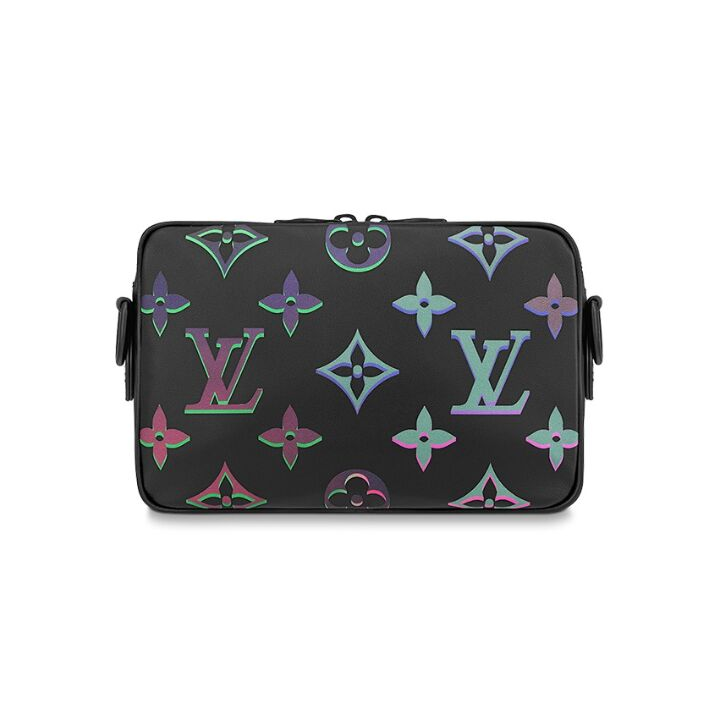 LOUIS VUITTON Comet Messenger PM可拆卸可调节肩带多色渐变老花 牛皮皮革 单肩斜挎包 小号 男款 黑色