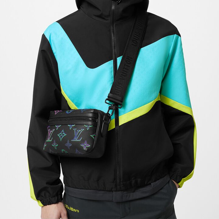 LOUIS VUITTON Comet Messenger PM可拆卸可调节肩带多色渐变老花 牛皮皮革 单肩斜挎包 小号 男款 黑色