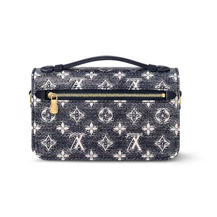 LOUIS VUITTON Pochette Metis East West 老花满印S-lock锁扣 涂层帆布 邮差包手提斜挎单肩包 女款 灰色/海军蓝