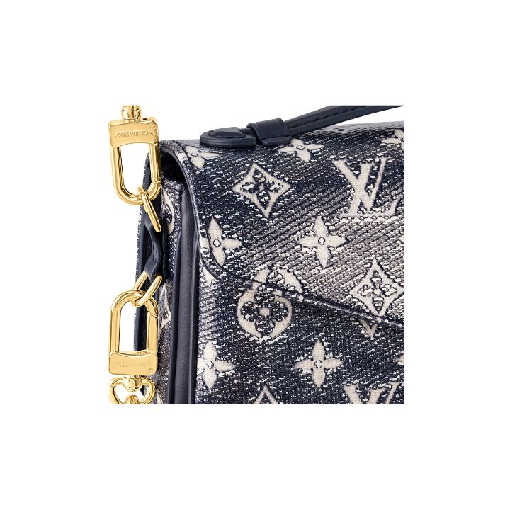 LOUIS VUITTON Pochette Metis East West 老花满印S-lock锁扣 涂层帆布 邮差包手提斜挎单肩包 女款 灰色/海军蓝