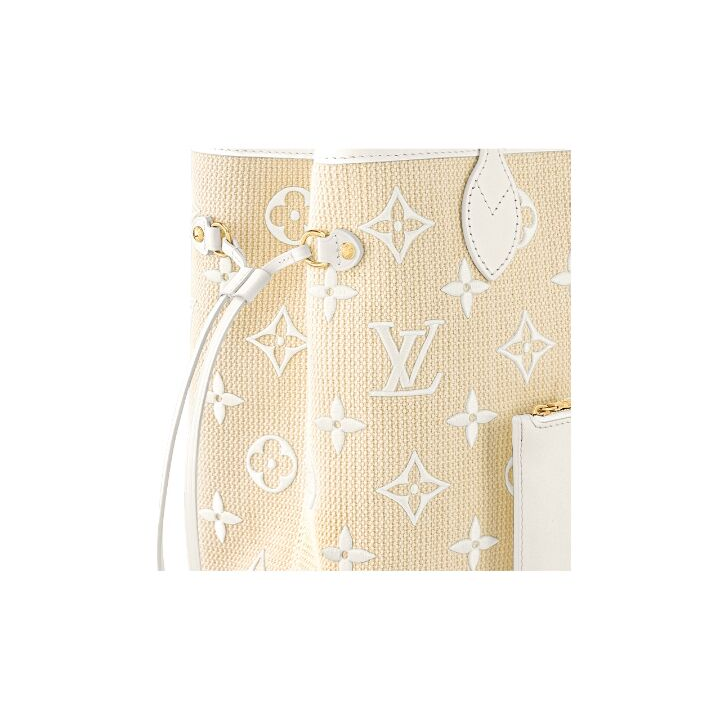 LOUIS VUITTON NEVERFULL 夏日限定水彩系列字母图案印花钩扣开合 棉质 托特包Tote包购物袋手提包 中号 女款 自然色