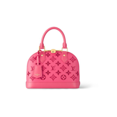 LOUIS VUITTON Alma 字母镂空设计拉链开合 小牛皮 单肩斜挎手提包 小号 女款 粉色