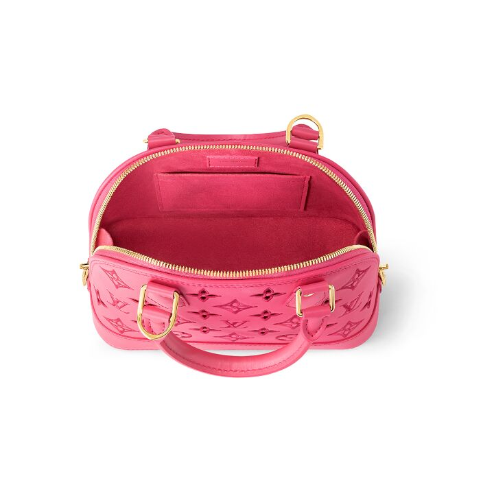 LOUIS VUITTON Alma 字母镂空设计拉链开合 小牛皮 单肩斜挎手提包 小号 女款 粉色