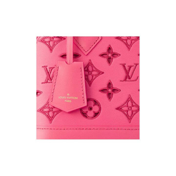 LOUIS VUITTON Alma 字母镂空设计拉链开合 小牛皮 单肩斜挎手提包 小号 女款 粉色