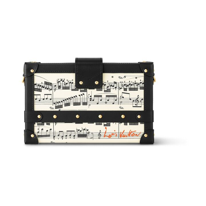 LOUIS VUITTON PETITE MALLE 可拆卸可调节肩带磁扣开合 牛皮 单肩斜挎包 女款 黑色/白色