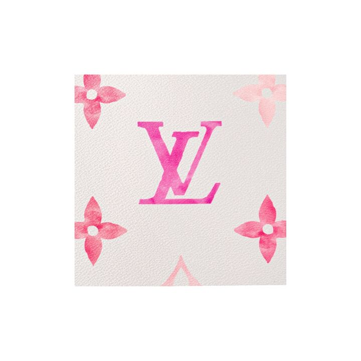 LOUIS VUITTON NEVERFULL 夏日限定水彩系列 字母图案印花 涂层帆布 托特包Tote包购物袋手提包 中号 女款 白色/粉色