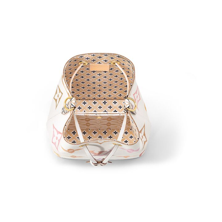 LOUIS VUITTON NONO 夏日限定水彩系列可拆卸可调节肩带抽绳开合 涂层帆布 单肩斜挎手提包 小号 女款 白色/多色