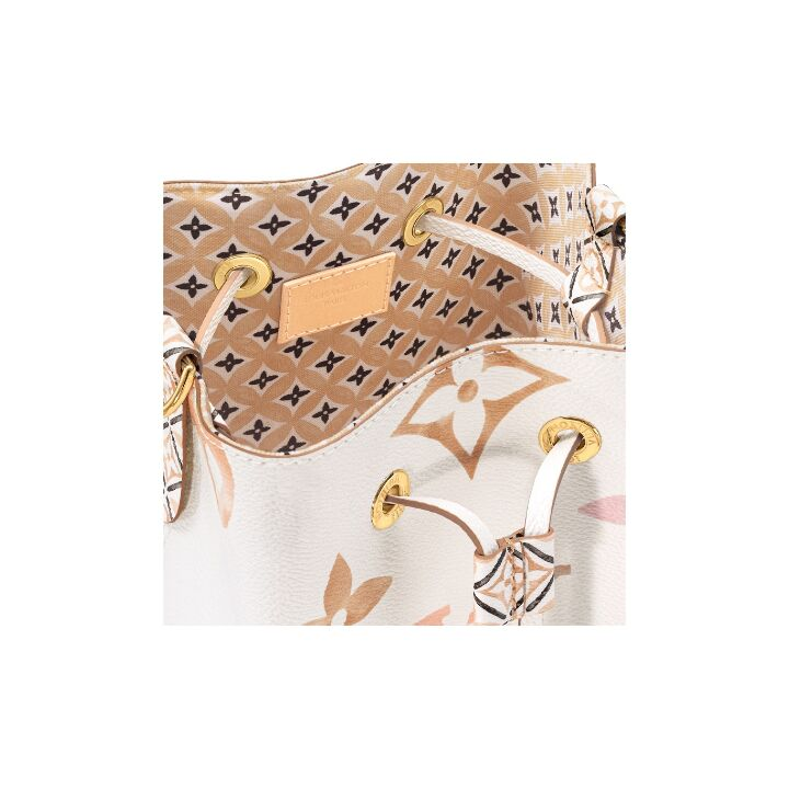 LOUIS VUITTON NONO 夏日限定水彩系列可拆卸可调节肩带抽绳开合 涂层帆布 单肩斜挎手提包 小号 女款 白色/多色
