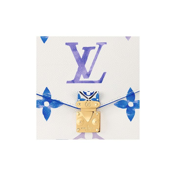 LOUIS VUITTON Pochette Metis 夏日限定水彩系列 可拆卸调节肩带S-lock锁扣帆布斜挎单肩包 中号 女款 白色/蓝色 FW23系列