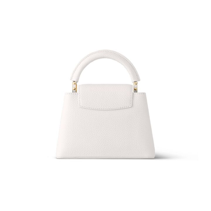LOUIS VUITTON Capucines 字母徽标可拆卸肩带T Taurillon皮革 托特包Tote包购物袋单肩斜挎手提包 迷你 女款 白色