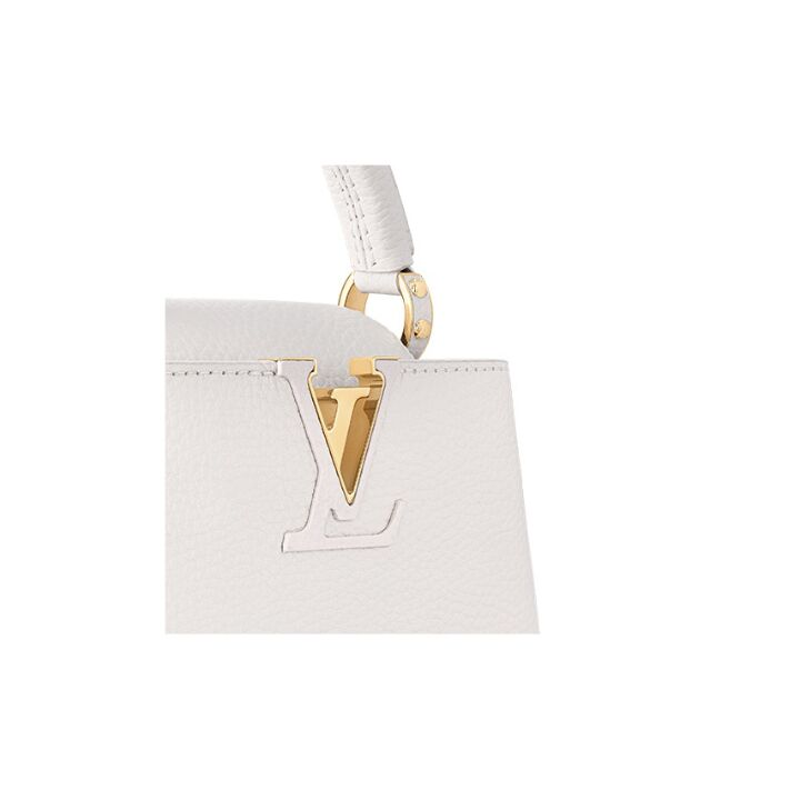 LOUIS VUITTON Capucines 字母徽标可拆卸肩带T Taurillon皮革 托特包Tote包购物袋单肩斜挎手提包 迷你 女款 白色