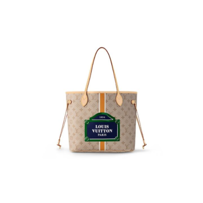 LOUIS VUITTON NEVERFULL MM 通体字母徽标 帆布拼牛皮饰边 托特包Tote包购物袋单肩手提包 中号 女款 棕色